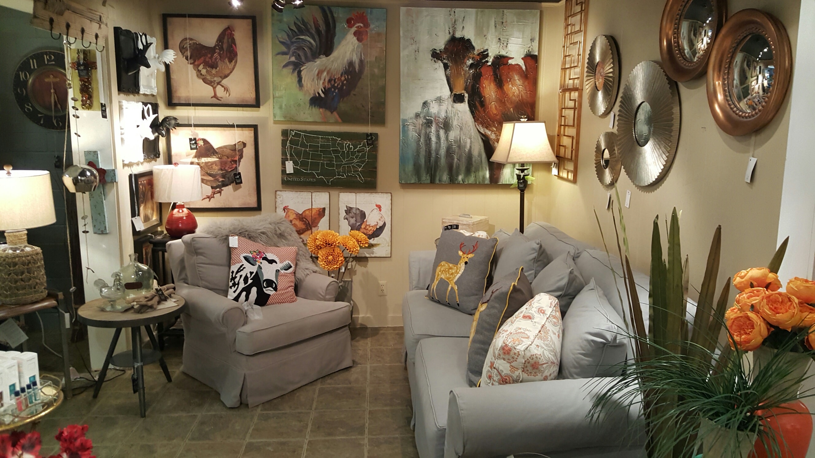 Layered Keepers Interiors showroom seating vignette
